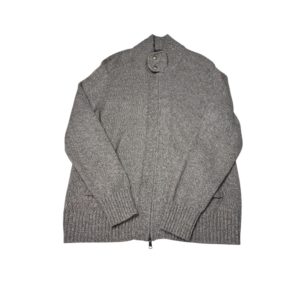 Banana Republic Mens XL Brown Marled Full Zip Wool‎ Cashmere Heavyweight Sweater